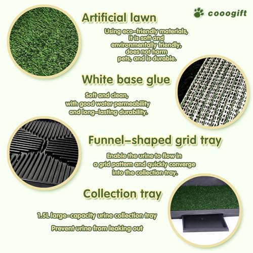 Large Dog Grass Pad with Tray, Reusable Potty Training Pad with Pee Baffle, Indoor & Outdoor 30" 20" Artificial Grass Patch for Small & Medium Dogs