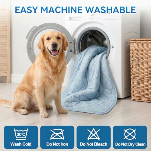 Dog Cooling Mat Q-MAX>0.5 Self-Cooling Mat for Dogs Crate Pad for Dogr, 2-in-1 Long-Lasting Cool Mats and Soft Kennel Pad for Dogs, Easy Washable Mat for Bed Crate Car - size: 28.0"L X 20.0"W
