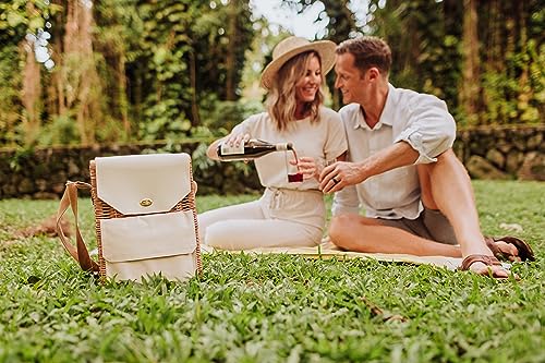PICNIC TIME Corsica Wine and Cheese Picnic Basket - Tote Bag - Gift for Wine Lovers, (Beige Canvas), 12 x 7 x 17 (Pack of 2) - size: 9.75 x 6.5 x 13.75 (Pack of 2), style: Corsica Wine & Cheese Picnic Basket, 2-Bottle Wine Carrier