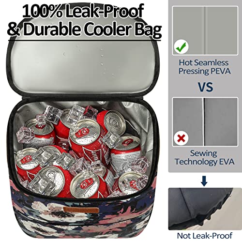 Camping Cooler Backpack 30 45 Cans, Soft Backpack Coolers Insulated Leak Proof Travel Cooler Bag Waterproof Lunch Picnic Beach Work Trip Thermal Bag Drink Beverage Beer Bag Cooler - color: Floral Painting, size: 30 Cans