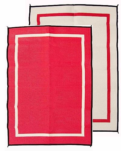 Mountain Mat 5x7 Red Outdoor RV Mat – Extra Thick 5mm Recycled Polypropylene Rug – Heavy-Duty, Waterproof, Reversible – Luxury Outdoor Rug for Camping, Patio, Beach (Red NO Carry Bag, 5'x7') - color: Red, style: 5' x 7'