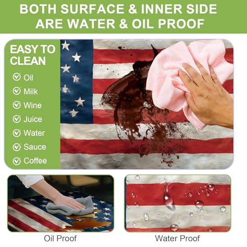 ANNA QUEEN Patriotic American Flag 6FT Picnic Table Cover with Bench Covers Set of 3 with Drawstring Bag, USA Flag 72"x30" Waterproof Picnic Tablecloth & Bench Covers for Outdoor BBQ - color: #57