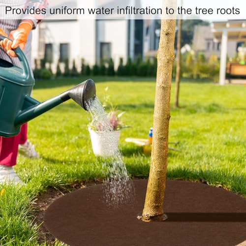 HARFINGTON 8pcs Tree Mulch Ring 12.6 Inch Non-Woven Round Tree Protector Weed Barrier Mat Plant Cover Rings for Weed Grass Control Root Protection, Brown - color: Brown, size: 12.6