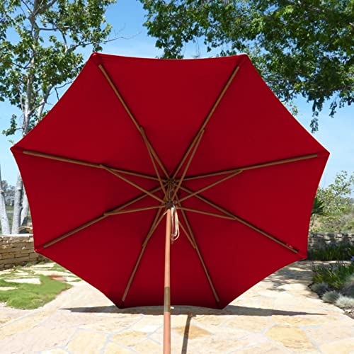 Formosa Covers - 9ft Market Patio Umbrella Replacement Canopy - 8 Ribs Top Canvas - 600D UV Protective and Water Resistant Umbrella Fabric - Premium Quality Replacement Canopy Cover ONLY (Red) - color: Red