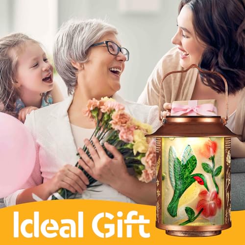 Hummingbird Solar Lanterns Outdoor Waterproof, Birthday Gifts for Women Mom Grandma , Metal Garden Decor Hanging Solar Lights Outside Decorative for Yard Patio Backyard Porch Decorations - style: Hummingbird+Sunflower