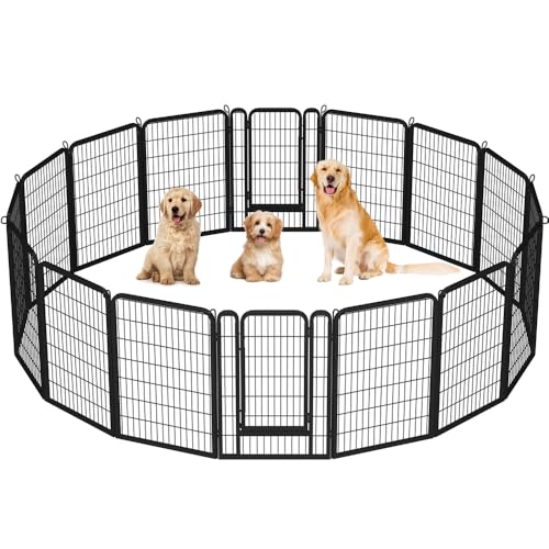 Yaheetech Dog Playpen Outdoor, 40 inch 16 Panels Dog Pen Indoor Heavy Duty Puppy Exercise Pen Metal Pet Fence for RV Camping/Yard/Garden - size: 40"