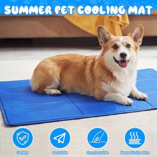 Drydiet 4 Pack Dog Cooling Mat - 47'' X 27'' Solid Gel Self Cooling Mat with Storage Bag Pressure Activated No Refrigeration or Electricity Needed Pet Pad for Dogs & Cats Kennels, Crates, Beds - size: 47'' X 27''