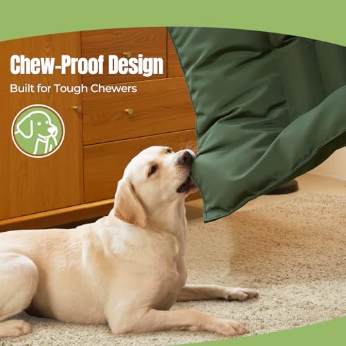 Chew Proof Indestructible Dog Bed for Aggressive Chewers, Durable & Waterproof Crate Pad, Machine Washable Tough Kennel Bed for Large Dogs, Indoor Outdoor Pet Bed, Large (28"x41", Green) - size: Large (28"x41")