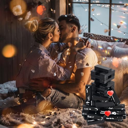 48 Blocks Adult Naughty Games, Tumble Tower Couples Game for Adults Super Naughty Block Tower Tumbling Wooden Tower Stacking Block for Couples Date Night Ideas for Valentines Day Lover Date Games