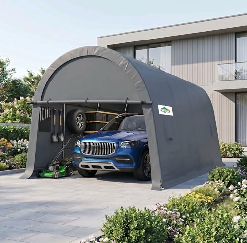 COBIZI Carport Canopy 12x20 Heavy Duty Portable Garage, All-Season Portable Car Ports & Outdoor Storage Shed, Galvanized Frame Vehicle Shelter with Removable Doors and Vents, Gray - color: Gray, size: 12'x20'
