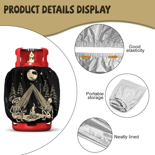 Propane Tank Covers 20lb Protective Propane Tank Blanket for Grill, Travel Trailer RV, and Outdoor Use Windproof Weatherproof Gas Cover Skull Camping - color: Skull Camping