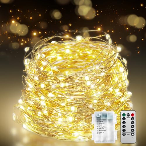 Flechllary 200 LED 67Ft Fairy Lights Battery Operated with Remote，Waterproof String Lights for Indoor & Outdoor,8 Modes Christmas Lights for Christmas Tree,Bedroom, Party,Wedding Decor - size: 1pack200led
