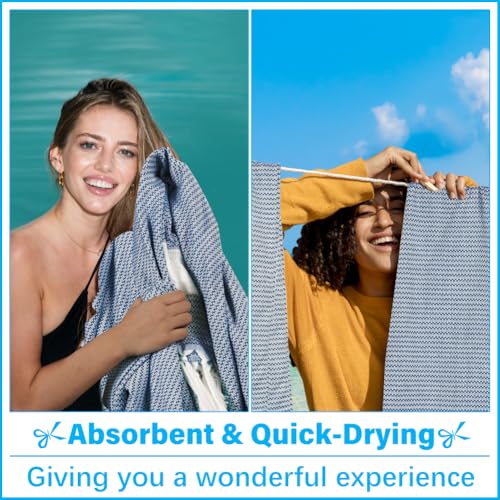 Vikumond Oversized Turkish Beach Towel Blanket XXL Cotton Sandproof Towels Boho Woven Extra Large Big Sand Free Giant Throw Blankets Huge Quilt XL Picnic Camping Necessities Cloud for Adult Gifts - color: Cten Dark Blue, size: XXXL(88x82 IN,224x208 CM)