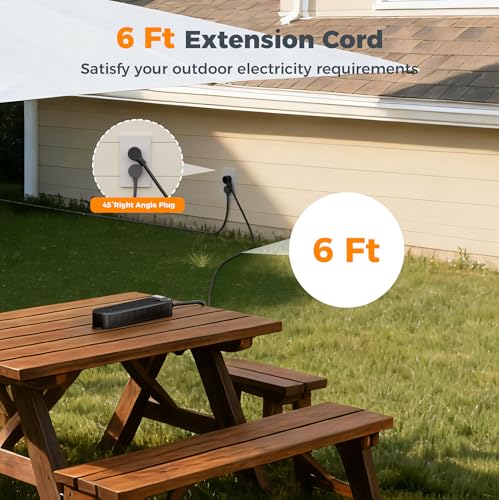 TESSAN Outdoor Power Strip Weatherproof, 6FT Extension Cord Waterproof with 4 Outlets 1 Switch (1250W), Surge Protector 1700J, Wall Mountable for Home Office and Patio Christmas Lights, Black - size: 6FT
