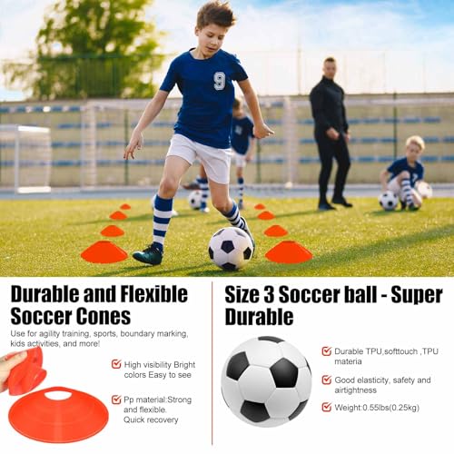 Soccer Goal, Kids Soccer Goals for Backyard Set, 2 Pack of Portable Pop Up Soccer Net with Soccer Ball, Cones, Complete Training Equipment for Youth, Toddler Outdoor Sports Games - color: Black Gray, style: 6 ft x 4 ft