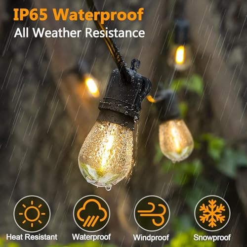 Outdoor String Lights Waterproof, 200FT LED Patio Light With Remote & 64 Shatterproof Dimmable S14 Edison Bulbs(4 Spare), Connectable Outside Hanging String Light for Bistro, Garden, Halloween, Xmas - size: 200ft With Remote