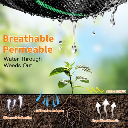 AMAGABELI GARDEN & HOME 4x50FT Weed Barrier Landscape Fabric Garden Cloth Heavy Duty Weed Control Blocker Mat Gardening Ground Cover Durable Woven Geotextile Fabric Driveway Underlayment - size: 3.2oz-4x50ft