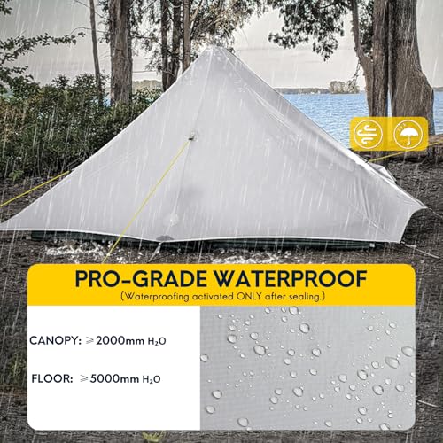 LANSHAN Ultralight Tent 3-Season Backpacking Tent for 1-Person or 2-Person Camping, Trekking, Kayaking, Climbing, Hiking - color: Pro 1-person, grey