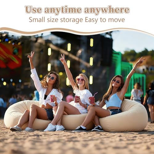 2 Pack Inflatable Bean Bag Chairs with Electric Air Pump Inflatable Chairs Blow up Couch Folding Portable Inflatable Lazy Sofa for Movie Night Living Room Outdoor Camping (2, Coffee) - color: Coffee