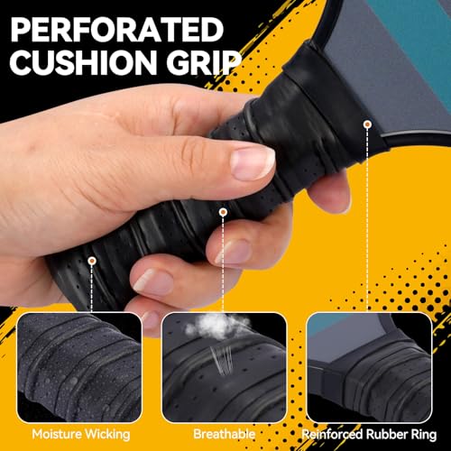 AOBORTY Pickleball Paddles 4 Pack - USAPA Light Graphite Premium Rackets Fiber Face & Polymer Honeycomb Core Pickleball Set with 4 Outdoor Indoor Balls Including Portable Carry Bag - color: Black and Grey