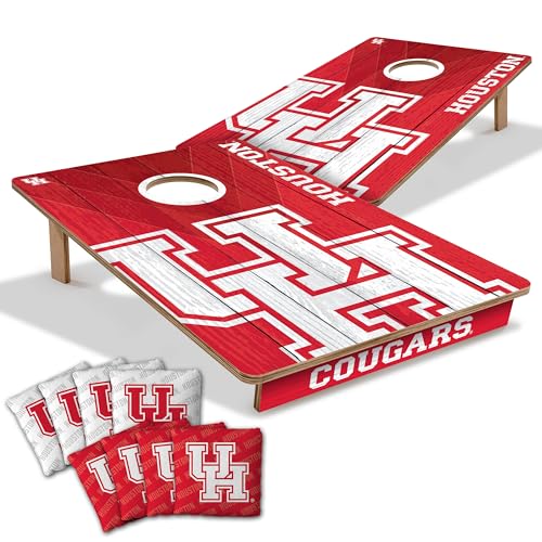 YouTheFan NCAA 2’ x 3’ Wood Cornhole Game with Logo Bags - color: Houston Cougars, size: 2' X 3'