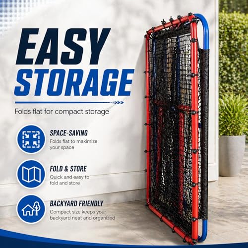 Pro-Grade 12-Angle Baseball & Softball Rebounder Net | with 9-Pocket Target for Pitching & Hitting Practice | Portable Multi-Sport Trainer for Soccer, Lacrosse, Volleyball