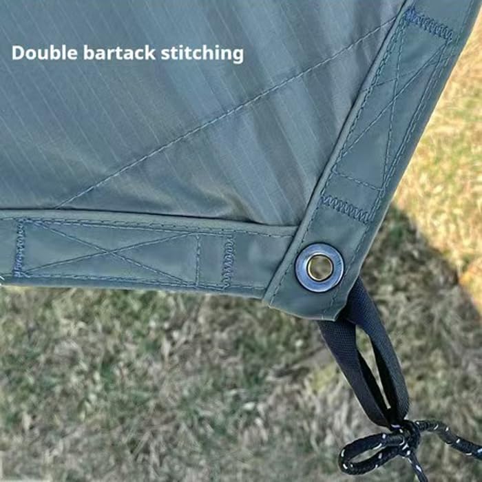 16x16 ft Large Camping Tarp with Poles Waterproof Hammock Rain Fly Camping Awning Sun Shelter (Green, with Poles) - color: Green, size: with Poles