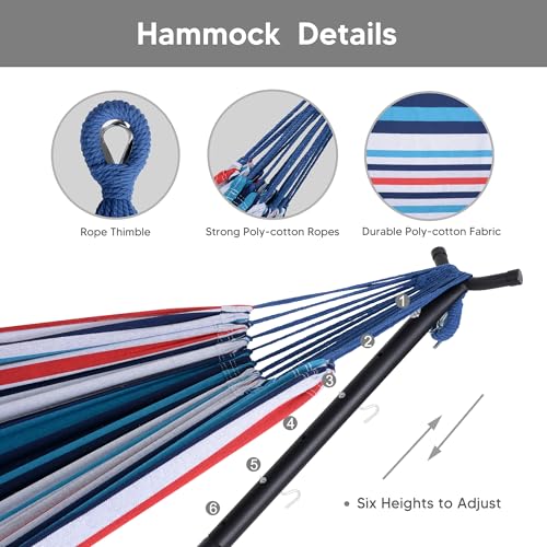 SUNCREAT 2-in-1 Convertible Portable Double Hammock with Stand Included, Outdoor Hammock and Stand, Patented, Sea Blue - color: A-sea Blue