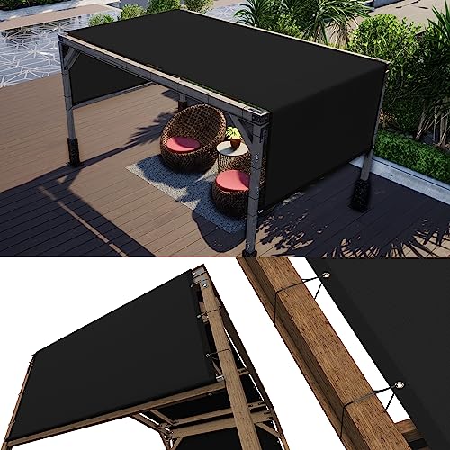 ColourTree 5' W x 5' L Black Pergola Sun Shade Canopy Replacement Cover UPF50, Commercial Grade 260 GSM Cloth for Outdoor Patio, Includes Stainless Steel Weighted Rods (We Make Custom Size)