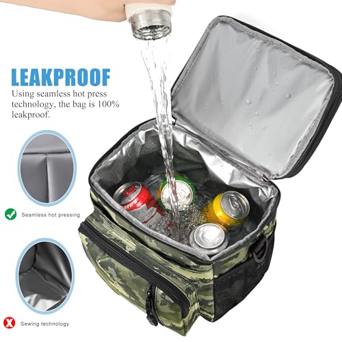 MIYCOO Lunch Bag & Lunch Box for Men Women, Double Deck Leakproof Insulated Soft Large Adult Camping Cooler bag for Work, Beach, Picnic, Travel (Camouflage, 15L) - color: Camouflage