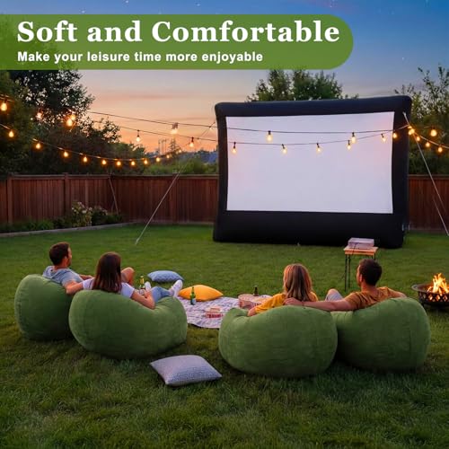 Realspring Inflatable Bean Bag Chairs for Adult Blow up Chairs Lazy Sofa Folding Portable Inflatable Chair for Movie Outdoor Room Bedroom Reading Camping(Dark Green) - color: Dark Green