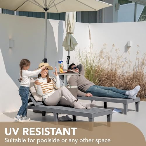 Devoko Outdoor Chaise Lounge Chair Set of 4 for Outside Pool Patio, Adjustable Waterproof Easy Assembly Chaise Lounge Outdoor (Light Grey, Set of 4) - color: Light Grey, size: Rattan-like 4 Pack