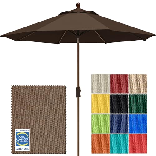 EliteShade USA 10-Year-Non-Fading 10Ft Market Patio Umbrella, UPF 50+ UV Protection Performance Sun Umbrella, Heavy Duty Commercial Grade Outdoor Table Umbrella with Crank & Tilt, Windproof Vented Top for Garden, Pool, Deck and Outdoor Playsets, Chestnut