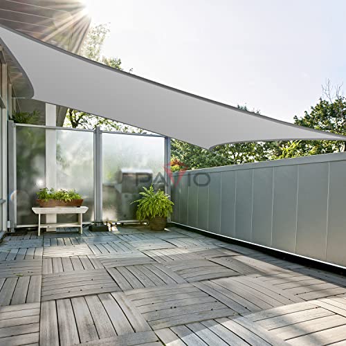 Patio Paradise 9' x 10' Sun Shade Sail Waterproof Gray Rectangle Shade Canopy UV Block Tarp Cloth Outdoor Patio Cover for Garden Backyard Deck Awning - color: Light Gray, size: 9' x 10'