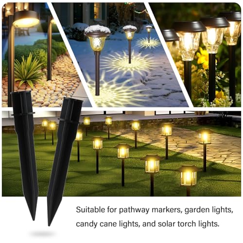 8 Pcs Solar Light Stakes Reinforced Replacement (Fit for Inner Diameter 0.83inch),Ground Spikes,ABS Plastic Lights Stakes, Ideal for Solar Pathway Lights Garden Torch Lights,Christmas Lights - size: 0.83 Inch