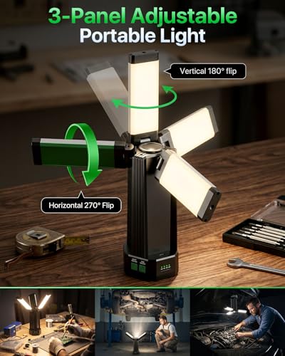 Rechargeable Lantern 10400mAh, Portable Work Light with Magnetic Base & 5 Modes, 2200LM Battery Powered Lantern Flashlight for Power Outage, Car Repair, Hurricane, Camping