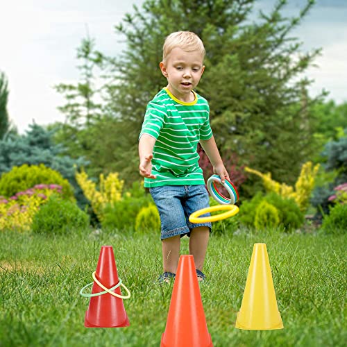 31 PCS Christmas Carnival Games, 3 in 1 Indoor Outdoor Bean Bag Ring Toss Games for Kids Birthday Party, Plastic Soft Cones Yard Lawn Game for Family Party Kid's Gift