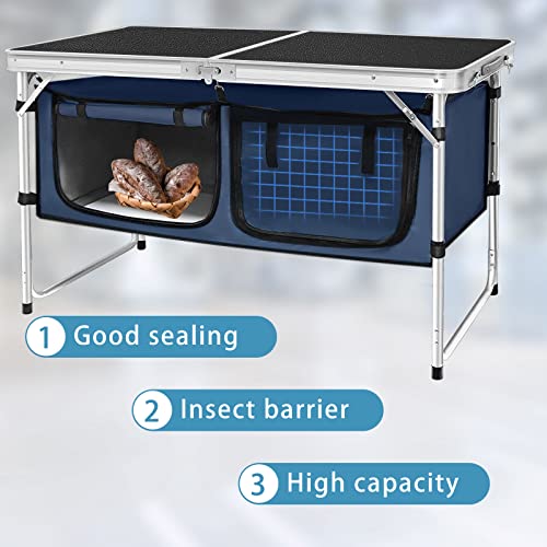 CampLand Outdoor Folding Table Aluminum Lightweight Height Adjustable with Storage Organizer for BBQ, Party, Camping - color: Blackbig