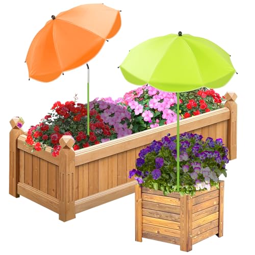 Axcoix 2 Pack Upgraded Plant Umbrellas for Outdoor Plants, 26" Larger Garden Plant Umbrella Shade with Adjustable Angle, 43.4" Higher Sun Shade for Plants, Potted Plant, Garden Beds (Green, Orange) - color: 2 Pack-1Green 1Orange
