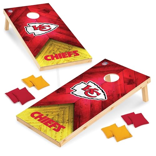 Wild Sports NFL Kansas City Chiefs 2' x 4' Regulation Size Solid Wood Cornhole Set with Direct Print HD Team Graphics