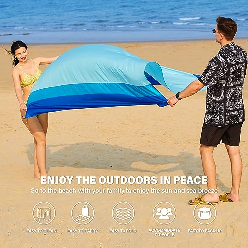 Famstar Beach Blanket Oversized Extra Large 78" X 81",Waterproof Sandproof Beach Blanket 1-7 Adults Lightweight Durable for Travel Camping Hiking Picnic - color: Blue3, size: 78" X 81"