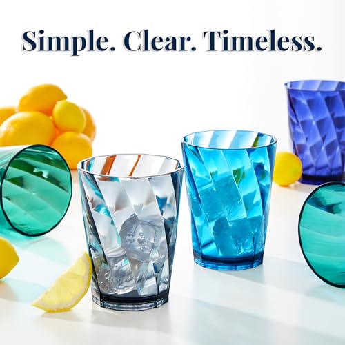 US Acrylic Optix Plastic Reusable Drinking Glasses (Set of 8) 14oz Rocks Cups in Coastal Colors | BPA-Free Tumblers, Made in USA | Top-Rack Dishwasher Safe - style: 14-ounce