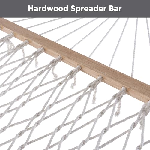 SUNCREAT Hammocks 2 Person Hammock with Hardwood Spreader Bar, Double Rope Hammock with Polyester Pad, Dark Gray - color: Dark Gray