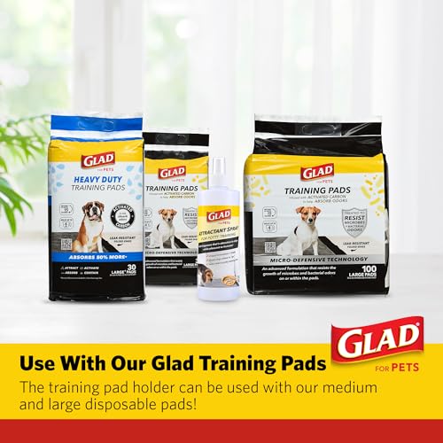 Glad for Pets Puppy Potty Training Pad Holder for Disposable Pads - Puppy Potty Tray, Dog Potty Training Tools for Indoor Pee Pad Station, Potty for Dogs - Fits 23" x 23" or 17.5" x 23.5" Pads
