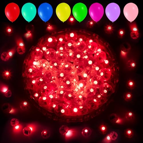 Aogist 100pcs Balloon Lights,Long Standby Time Waterproof Twinkle Mini Light,Battery Powered,Round LED Ball Lamp for Latex Balloon Paper Lantern Party Wedding Christmas Halloween Decorative,Red-Flash - color: Red, size: 0.6inch (Flash)
