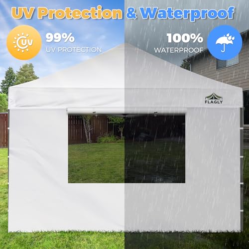 10x10 Pop Up Canopy Sidewall - 1 PC 300D Waterproof Attachable Tent Wall, Privacy Shade for Outdoor Events, Vendor Booths (Tent Not Included, with Square Mesh Window) - style: with Square Window