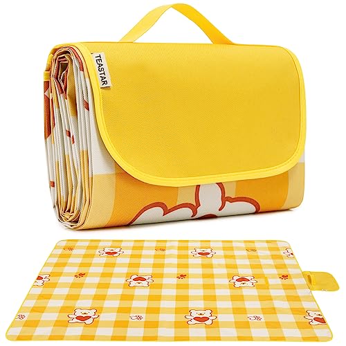 Sand Free Beach Blanket Waterproof Sandproof Beach Mat Lightweight Water Proof Outdoor Blankets Extra Large Picnic Blanket for Travel, Grass, Beach, Hiking, Camping, Concert, Festival - color: Yellow, size: 60"x80"