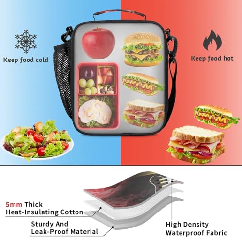 Kids Lunch Bag for Boys American Football Insulated Lunch Box with Side Pocket Reusable Leakproof Lunchbox Cooler Tote for School Picnic Travel - color: Rugby