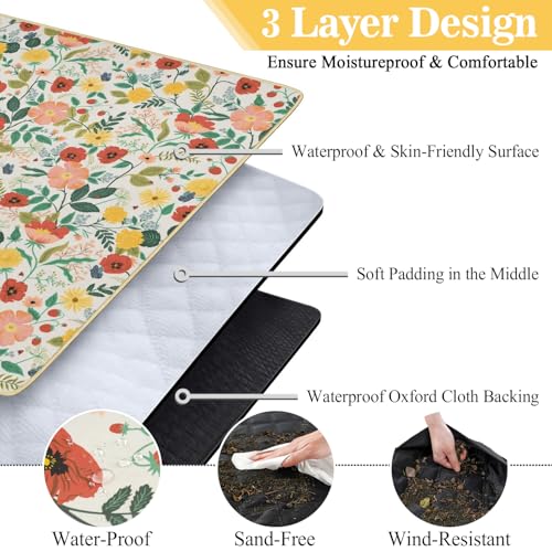 Picnic Blankets Waterproof Foldable Extra Large,80"x 80" Outdoor Beach Blanket Sandproof,3-Layer Lightweight Handy Mat Tote Picnic Camping Rugs for Outside Your Rv (Strawberry Floral Botanical Poppy) - color: Picnic Blankets 4