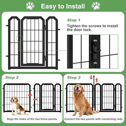Dog Playpen for Indoor & Outdoor, 24 inch 8 Panels Metal Puppy Playpen for Puppies/Small Dogs, Portable Pet Fence for Yard, Camping, Travelling, Black